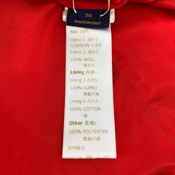 Louis Vuitton Red & White Varsity Jacket With Blue Embroidery Size 50 Wool & Cow - Picture 6 of 7